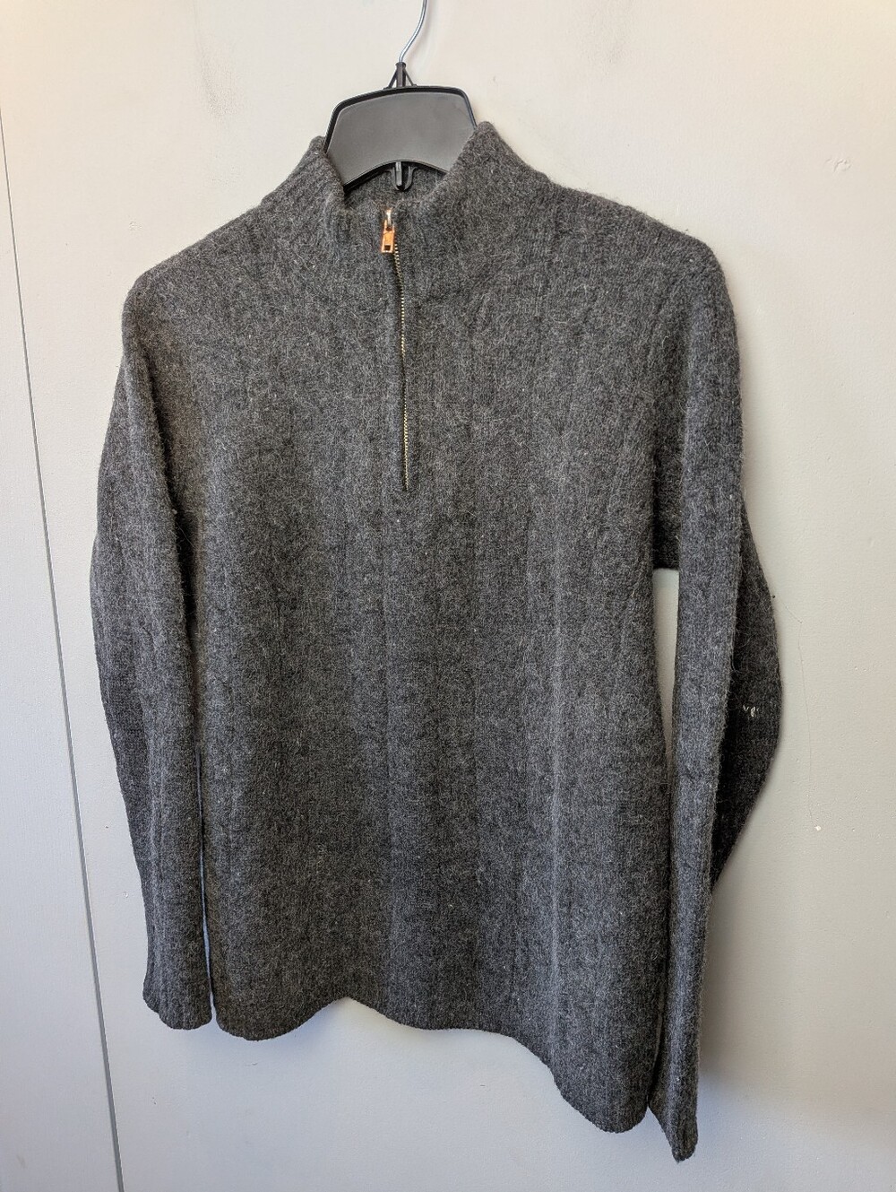 VINTAGE Gaddy Collection Women 1/4 Zip Sweater M Gray Wool & Angora Mix Soft